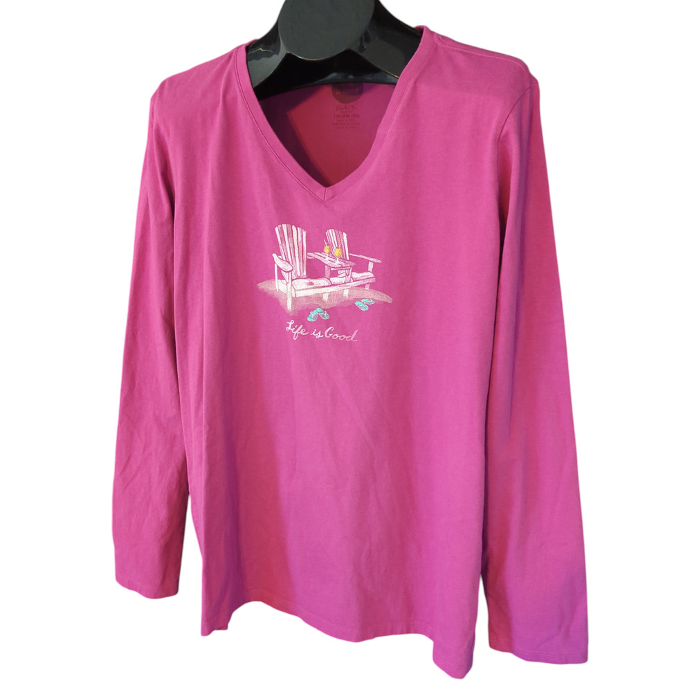 LIFE IS GOOD XXL Pink Long Sleeve Crusher Tee Classic Fit Casual T-Shirt